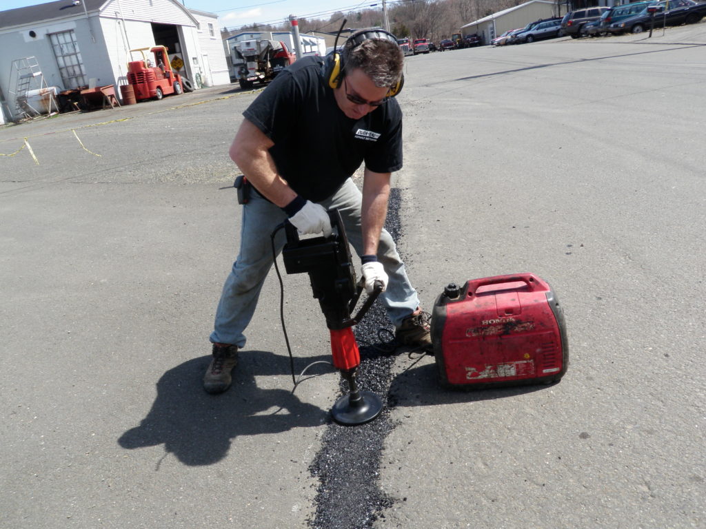 Wide Crack Repair in Commercial Parking Lot